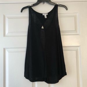 Black tank top with oval back cut out